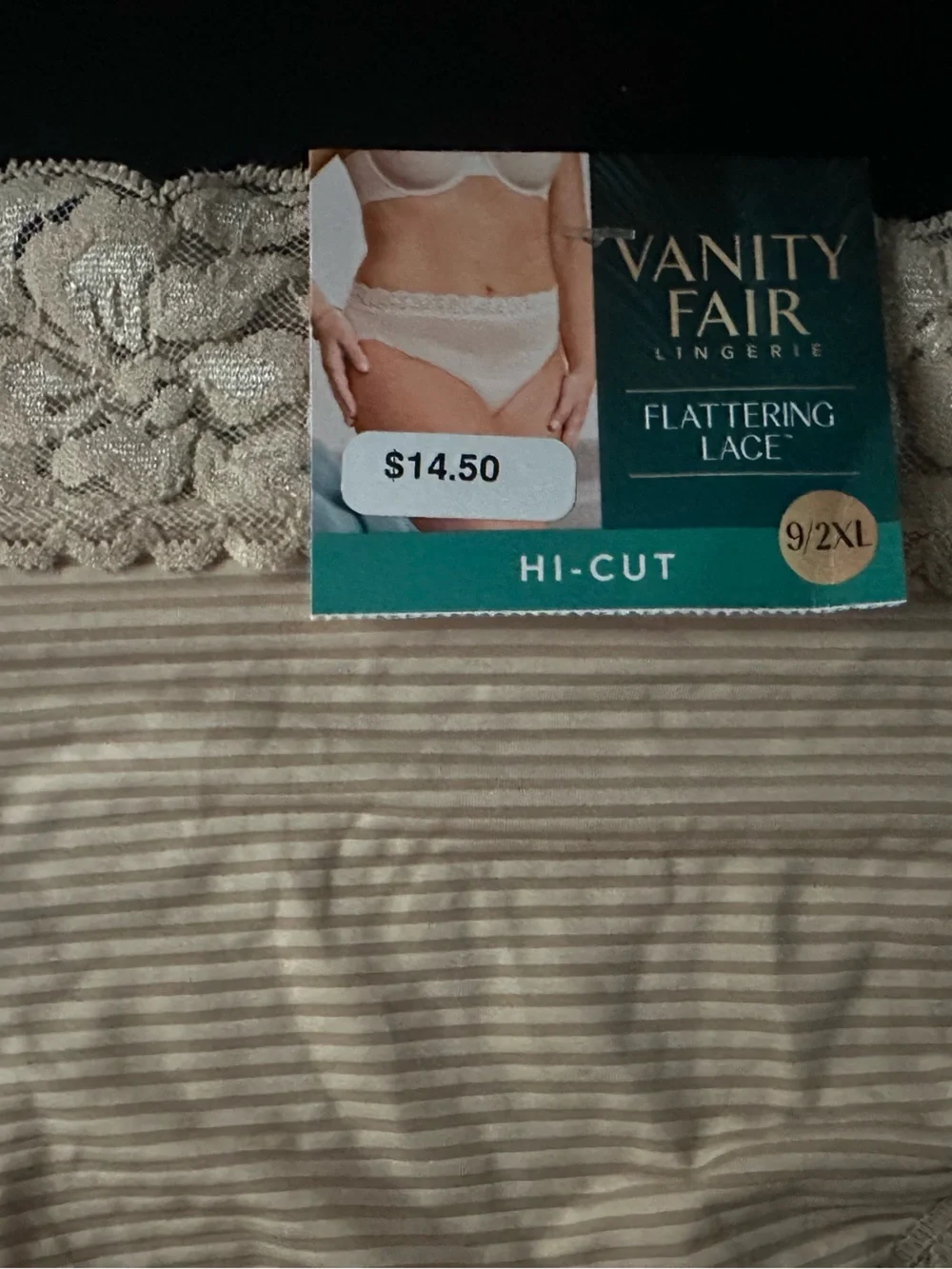 Vanity Fair Lace-Trim High-Cut Bikini Panty - Beige